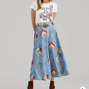 Polo Ralph Lauren Patchwork Folk Quilt Skirt Size 0  - PERFECT FOR RODEO SEASON